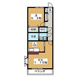 Amourシュシュ 1LDKの間取図画像