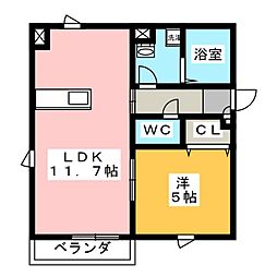 ジュネス3 1LDKの間取図画像
