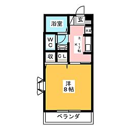 HGコート1 1Kの間取図画像