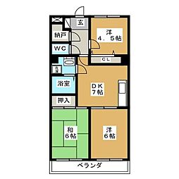 サンヒルズ東戸塚C棟 3DKの間取図画像
