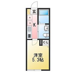仮称 レディアンス上倉田 1Kの間取図画像
