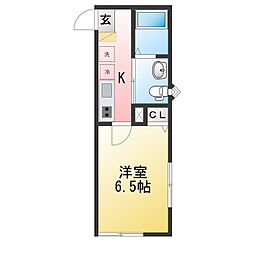 仮称 レディアンス上倉田 1Kの間取図画像