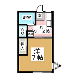 コーポ・セシア 1Kの間取図画像