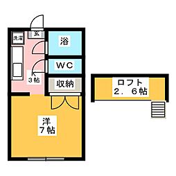 リーベンスホワイト 1Kの間取図画像