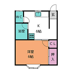 千寿荘壱号舘 1DKの間取図画像