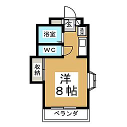 Chezmoi三番丁 ワンルームの間取図画像