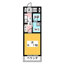 シャトーレイネA棟 1Kの間取図画像