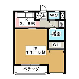 プペットHAGA 1Kの間取図画像