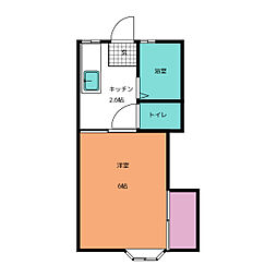 千寿荘貮号舘 1Kの間取図画像