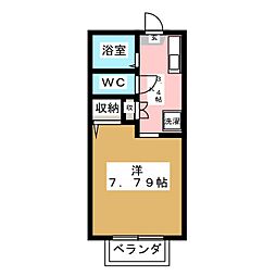トゥインクルコート大手町 1Kの間取図画像