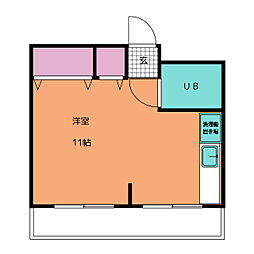 第五銅谷ビル ワンルームの間取図画像