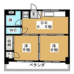 長刀丁アネックス 2DKの間取図画像