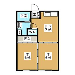 パークサイド中山 2DKの間取図画像