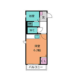ソレイユE・2 ワンルームの間取図画像