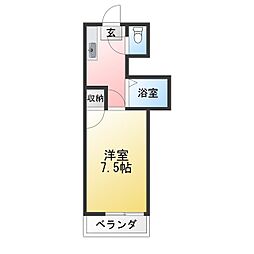 モリヤハイツ 1Kの間取図画像