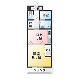 WILL落合 1DKの間取図画像