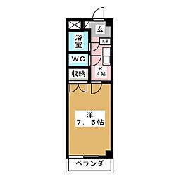 フォーレストユイ 1Kの間取図画像