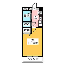 グレースハイツナカヤマ 1Kの間取図画像