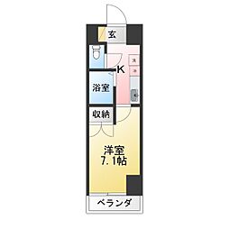 アイショウプラザ北五番丁 1Kの間取図画像