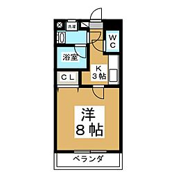 チュアリーヒルズ1 1Kの間取図画像