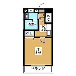 チュアリーヒルズ1 1Kの間取図画像