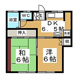 ファミール広瀬A 2DKの間取図画像