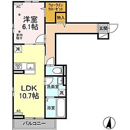D-room木町通2丁目 1LDKの間取図画像