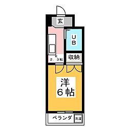 ユンクハイム1 1Kの間取図画像