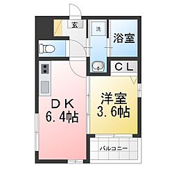 ハーモニーテラス高松V 1DKの間取図画像