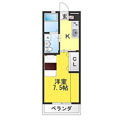 ラフィーネ 1Kの間取図画像