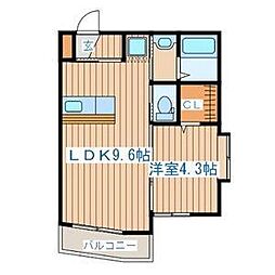 サン・シャイン 1LDKの間取図画像