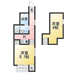 TheSoleil国見 1Kの間取図画像