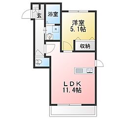クオーレ・トモ・米ヶ袋 1LDKの間取図画像