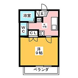 リバブルハイツ4 1Kの間取図画像
