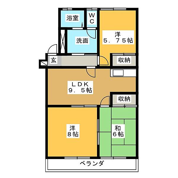 浜野マンション2 ｜栃木県宇都宮市竹林町(賃貸マンション3LDK・3階・61.76㎡)の写真 その2