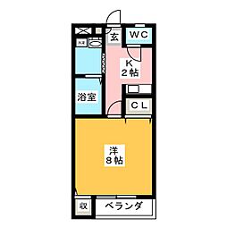 コーポ・フナヤマ 1Kの間取図画像