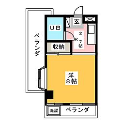 会津コーポ 1Kの間取図画像