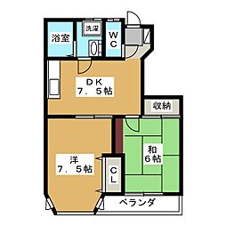 MayFiveA 2DKの間取図画像