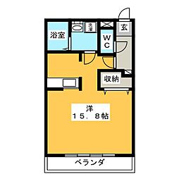 シャールロアヒルズ ワンルームの間取図画像