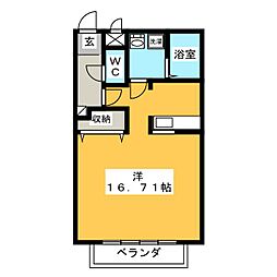レジデンスコートヤナゼ ワンルームの間取図画像