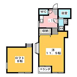 テクノコーポ3 1Kの間取図画像