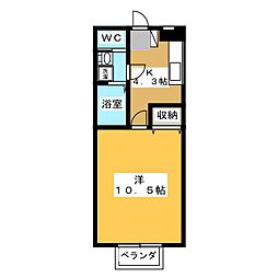 メゾン川田 1Kの間取図画像
