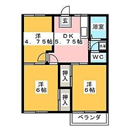 ベルゾーネ田村A 3DKの間取図画像