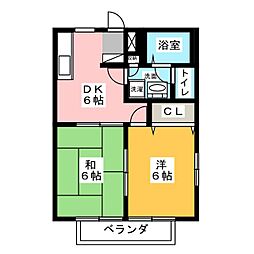 ニューウイング中山 2DKの間取図画像