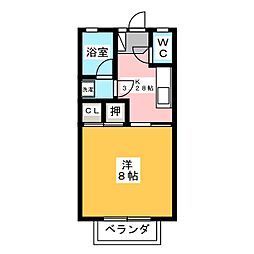 マルハコーポC 1Kの間取図画像