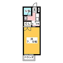 グリーンハウスA 1Kの間取図画像
