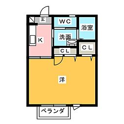 エブリス 1Kの間取図画像
