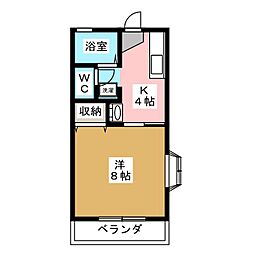 グリーンハイツ峰 1Kの間取図画像