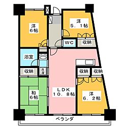 ガーデンコート簗瀬 4LDKの間取図画像