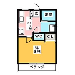 ハウスセラフィム 1Kの間取図画像